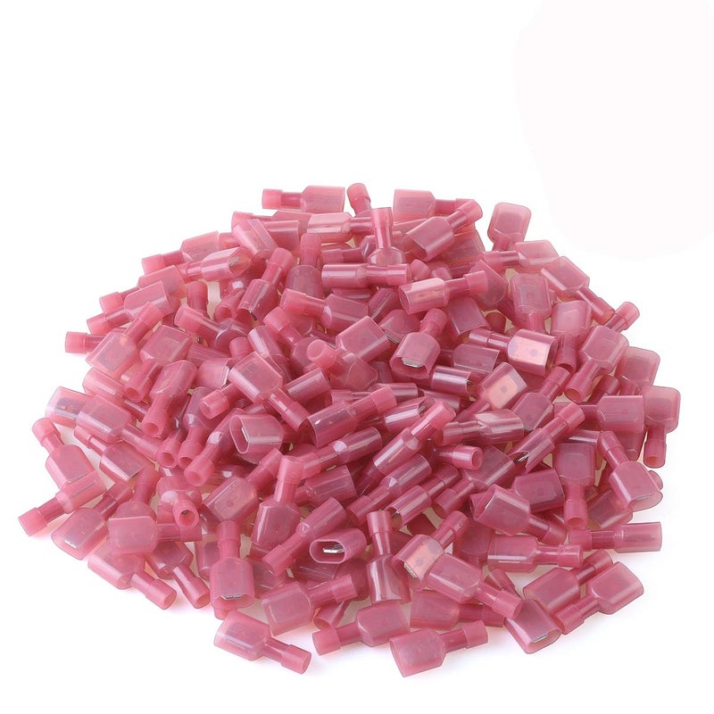 XHF 22-16 AWG Male Spade Disconnect Connectors Terminals Nylon Fully Insulated Quick Crimp Wire Connectors 100 Pcs Red - Image 1